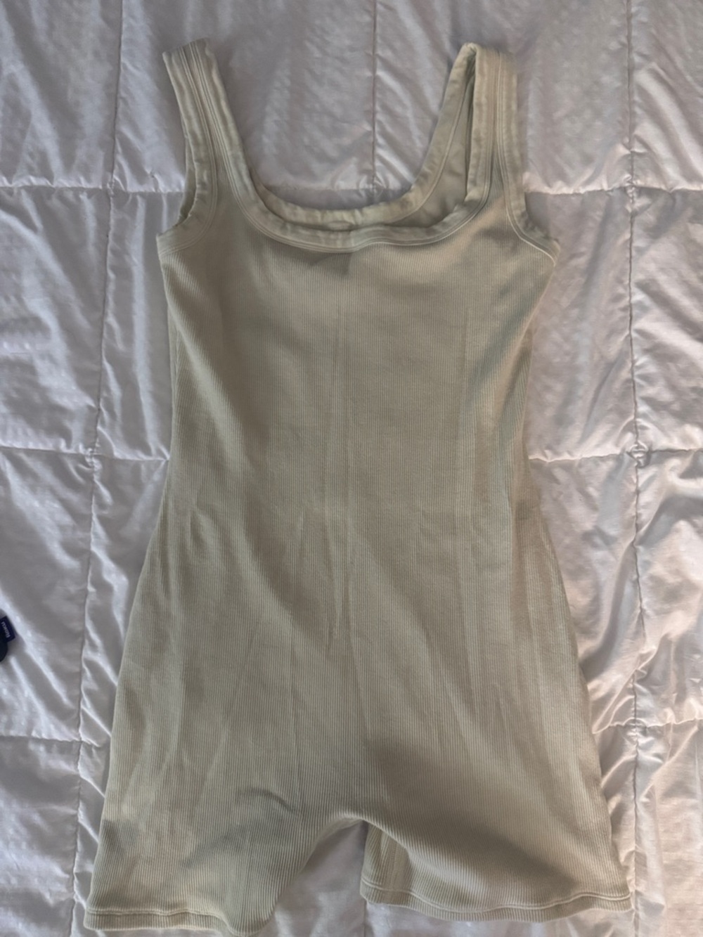 SKIMS Cream Ribbed Scoop-Neck Bodysuit Romper